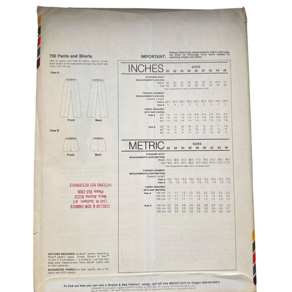 Vtg 70s Stretch & Sew Sew Pattern1505 Dress Blouse/ 700 Pants Shorts Bust UNCUT - Picture 6 of 16